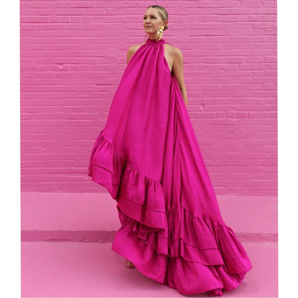 New UOOZEE Ruffled High-Low Gown Maxi Dress